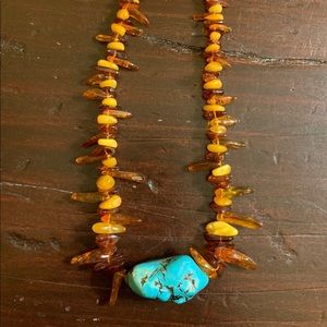 Amber and turquoise necklace
